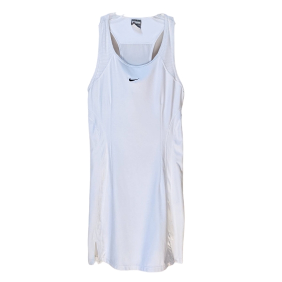 Nike Dresses & Skirts - Nike Fit Dry White Tennis Racerback Stretchy Dress Built In Shelf Bra Si…